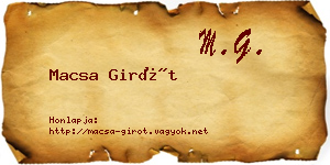 Macsa Girót névjegykártya